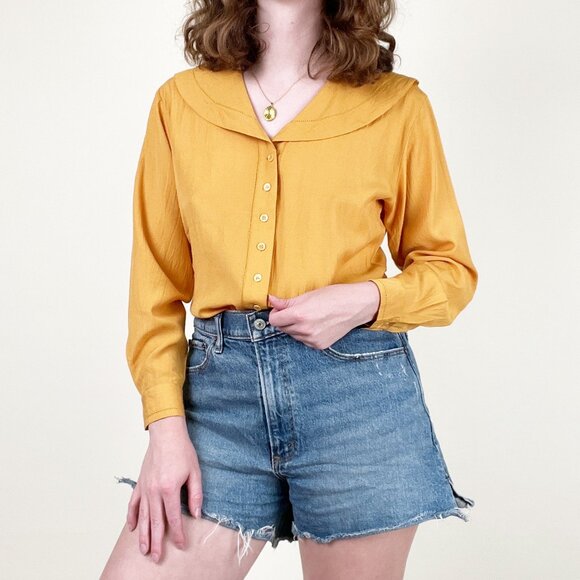 Vintage European Peter Pan Sailor Collar Blouse Shirt Peasant Cottagecore Boho - Picture 7 of 7